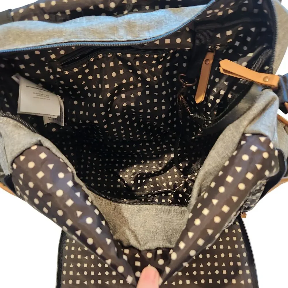 Petunia Pickle Bottom Boxy Backpack Diaper Bag Black Chambray Changing Pad